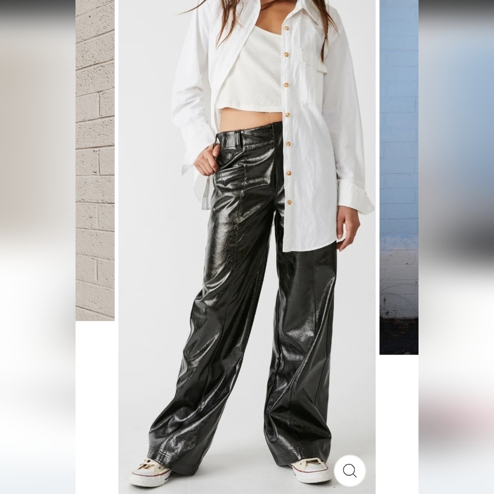 Free People Star Crossed Lovers Vegan Leather Pants-Black